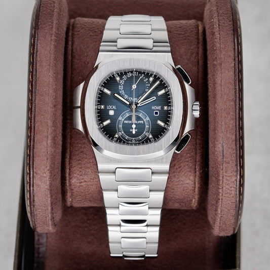 Patek Philippe Nautilus 5990/1A-011 Blue Smoked Dial Travel Time Stainless Steel Chronograph 2025
