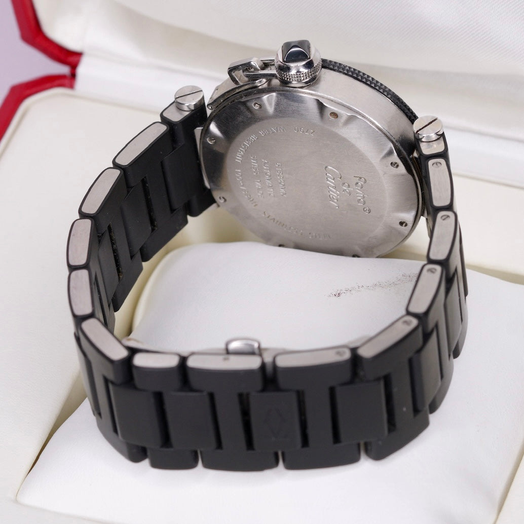 Cartier Pasha Seatimer 2790 Black Dial Stainless Steel & Rubber 40mm