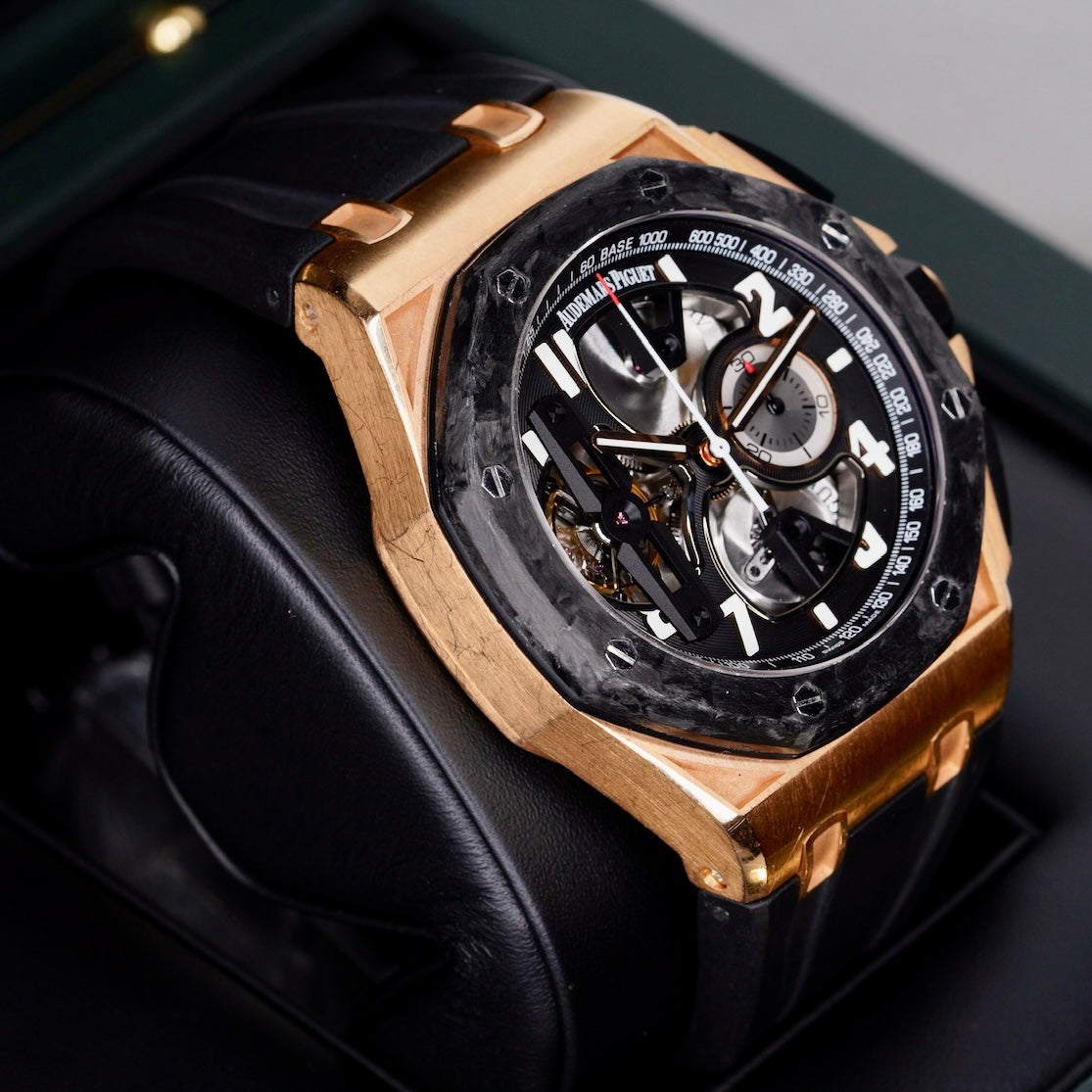 Audemars Piguet Royal Oak Offshore 26288OF.OO.D002CR.01 “TOURBILLON” Skeleton Dial Rose Gold Chronograph Carbon Case 44mm