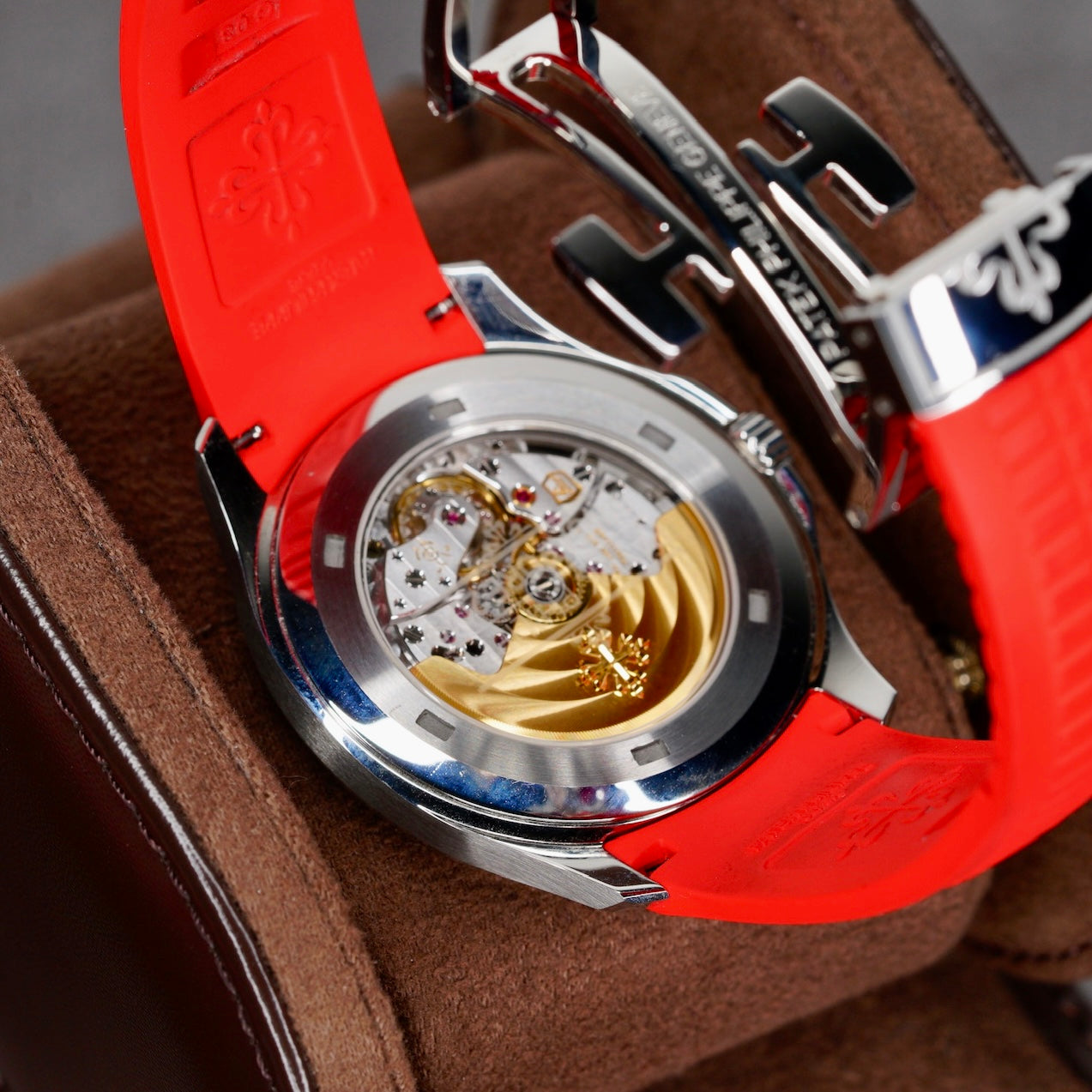 Patek Philippe Aquanaut 5167A-012 “SINGAPORE” Black Dial Red Accents Red Tropical Strap Limited Edition
