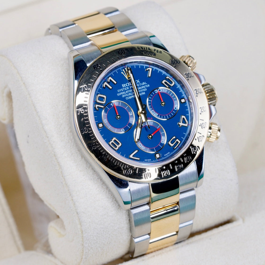 Rolex Daytona 116523 “RACING BLUE” Blue Arabic Dial Two-Tone Yellow Gold & Steel 40mm