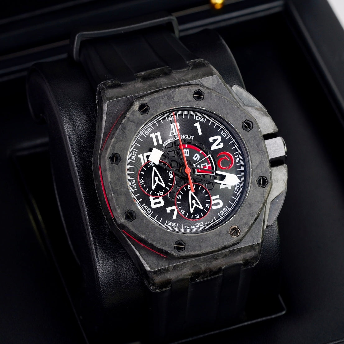 Audemars Piguet Royal Oak Offshore 26062FS.OO.A002CA.01 “TEAM ALINGHI” Carbon Red Accents Rubber Strap 44mm