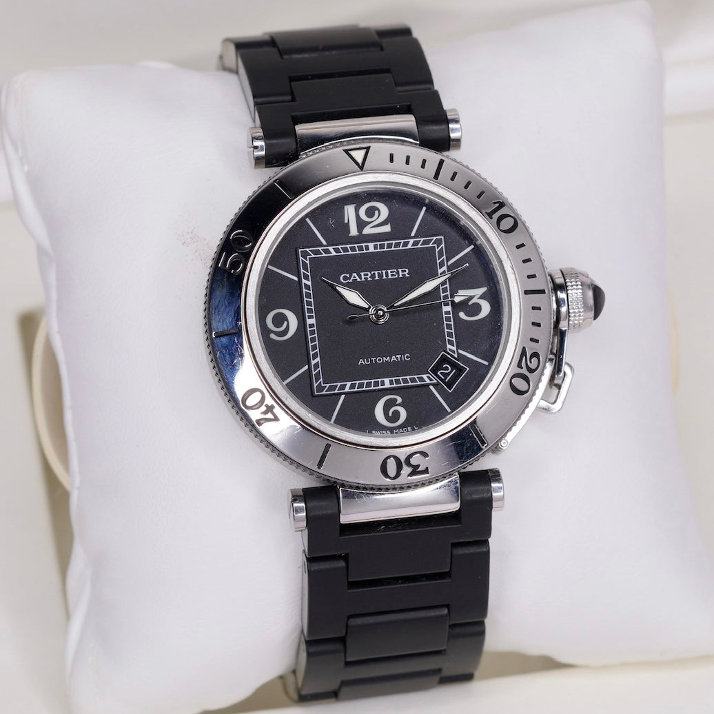 Cartier Pasha Seatimer 2790 Black Dial Stainless Steel & Rubber 40mm