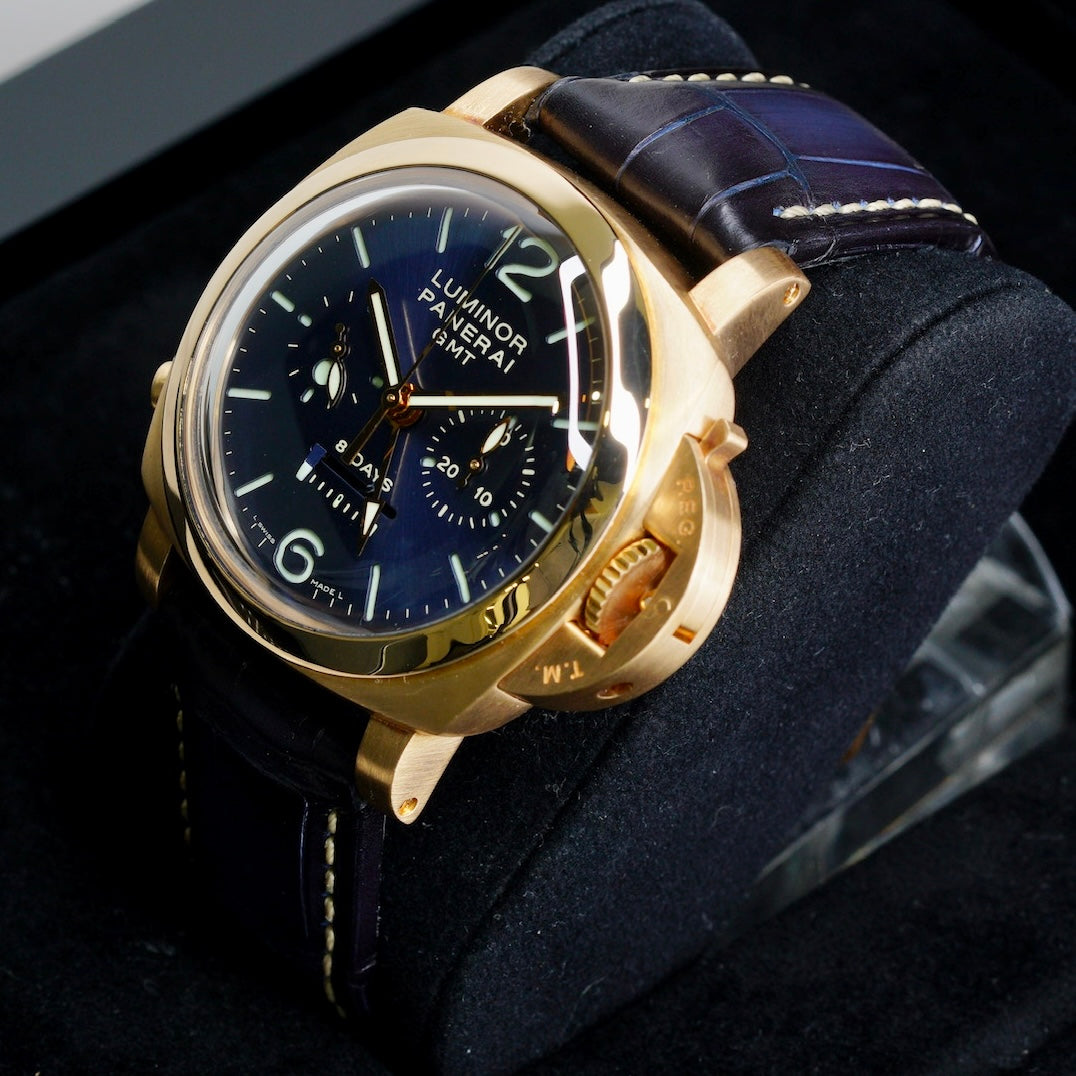 Panerai Luminor 1950 PAM 00277 Blue Dial GMT 8 Monopulsante Rose Gold 44mm
