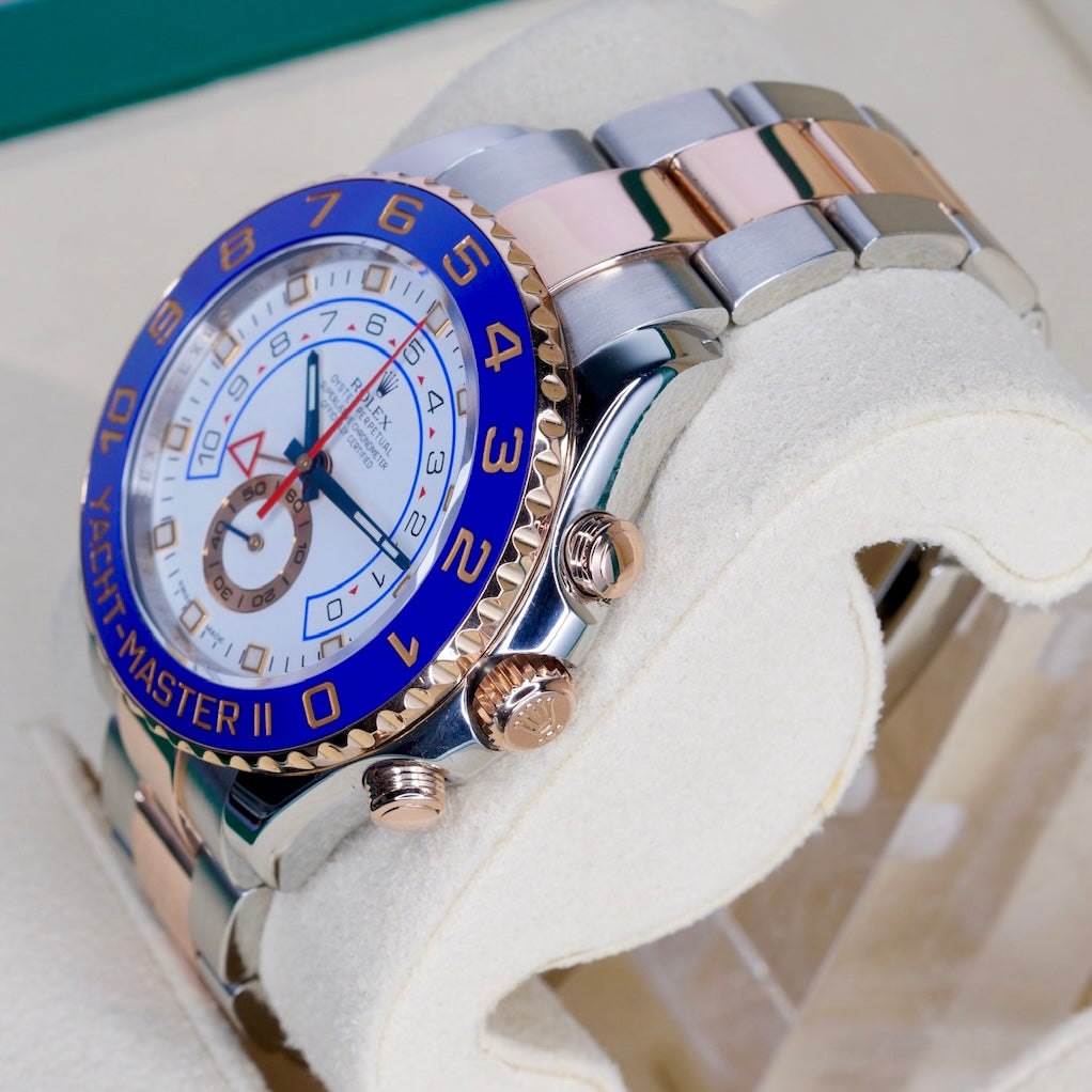Rolex Yacht-Master II 116681 White Dial Blue Hands Two-Tone Rose Gold & Steel 44mm