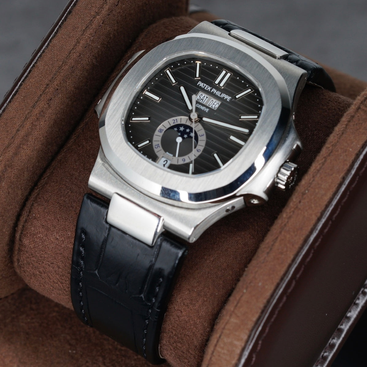 Patek Philippe Nautilus 5726A-001 Black Dial Stainless Steel Leather Strap