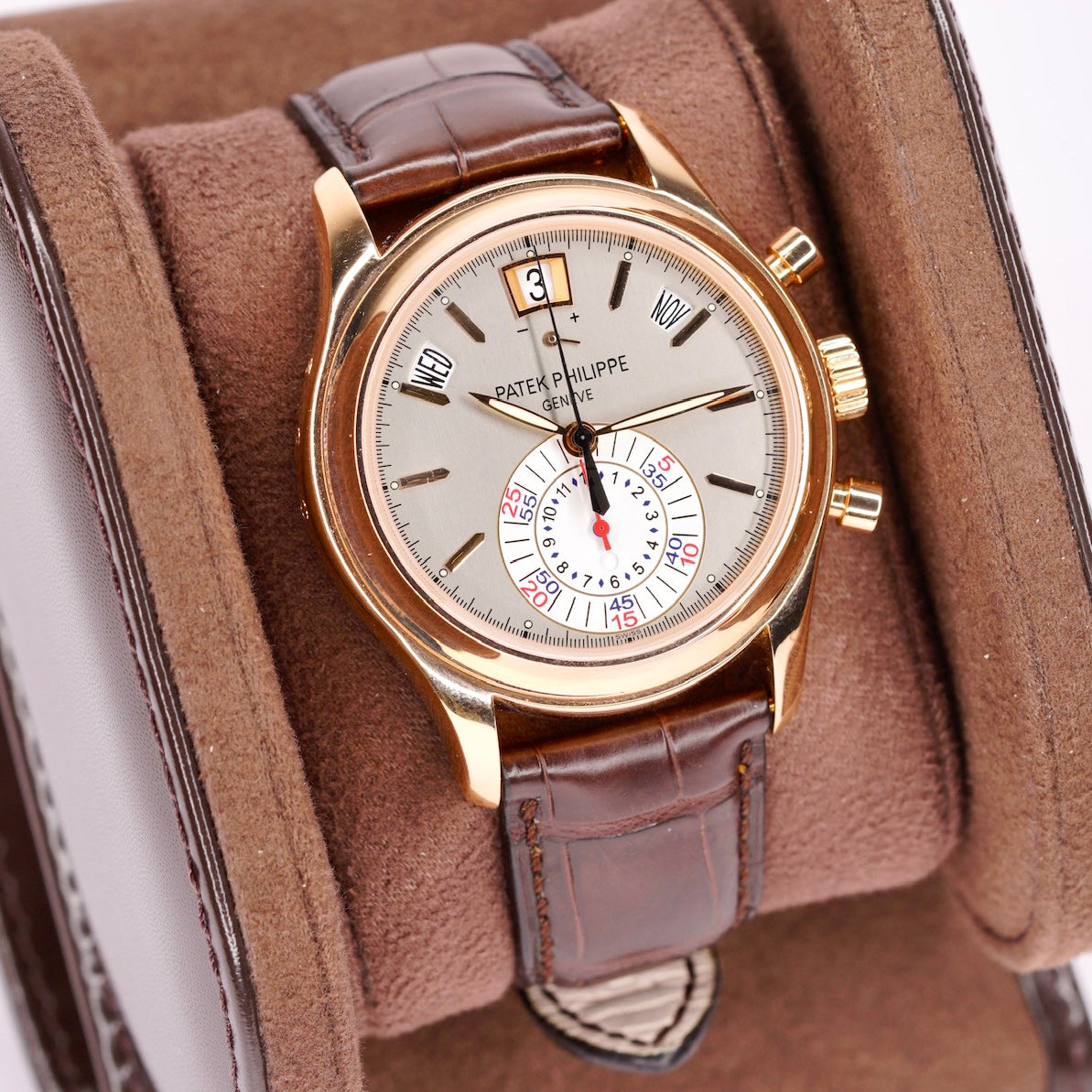 Patek Philippe Annual Calendar 5960R-001 Grey Dial Rose Gold Chronograph Leather Strap 2009