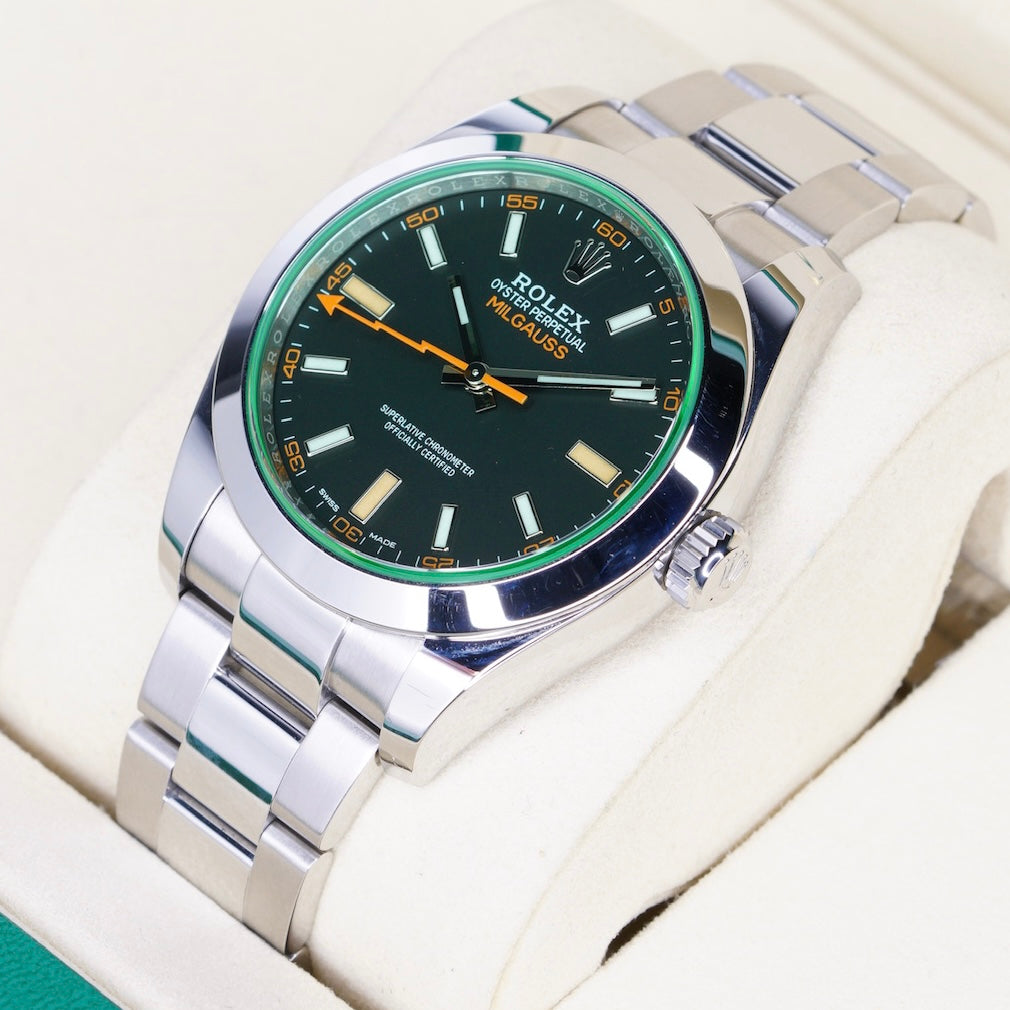 Rolex Milgauss 116400GV “GREEN CRYSTAL” Black Dial Green Crystal Stainless Steel 40mm 2021