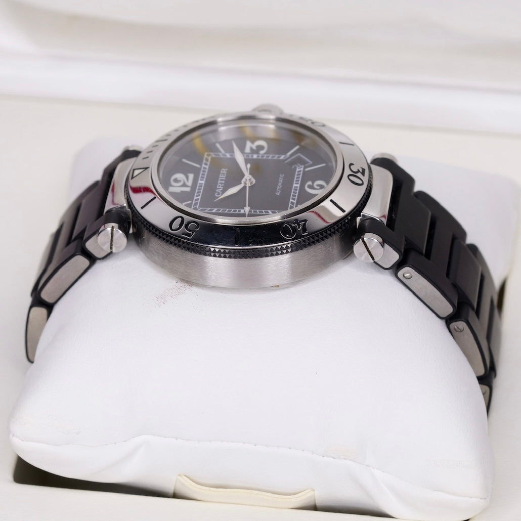 Cartier Pasha Seatimer 2790 Black Dial Stainless Steel & Rubber 40mm