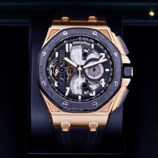 Audemars Piguet Royal Oak Offshore 26288OF.OO.D002CR.01 “TOURBILLON” Skeleton Dial Rose Gold Chronograph Carbon Case 44mm
