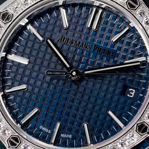 Audemars Piguet Royal Oak Blue Dial Diamond Bezel Stainless Steel 37mm