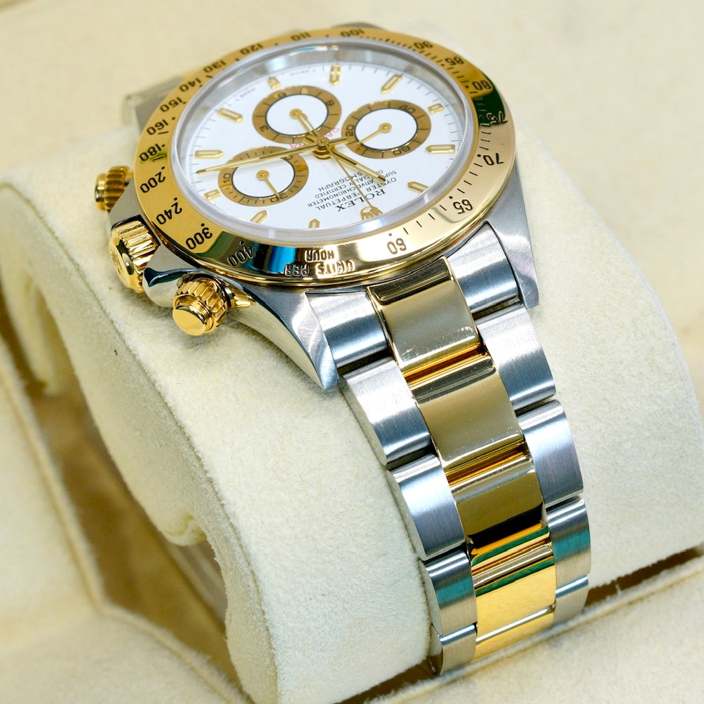 Rolex Daytona 16523 Two-Tone Yellow Gold & Steel White Dial Zenith 40mm