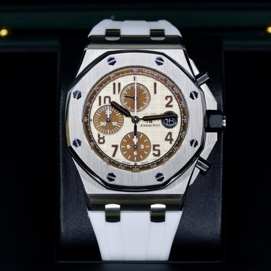 Audemars Piguet Royal Oak Offshore Chronograph 26470ST.OO.A801CR.01 “SAFARI” 2nd Gen Ivory/Brown Dial 42mm