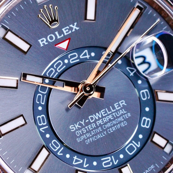 Rolex Sky-Dweller 326235 Rhodium Dial Rose Gold Oysterflex 42mm