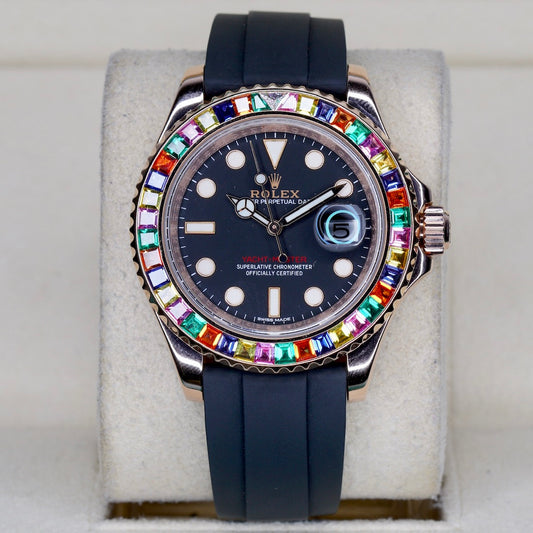 Rolex Yacht-Master 116695SATS “TUTTI FRUTTI” Black Dial Diamond Tutti Frutti Bezel Rose Gold 40mm