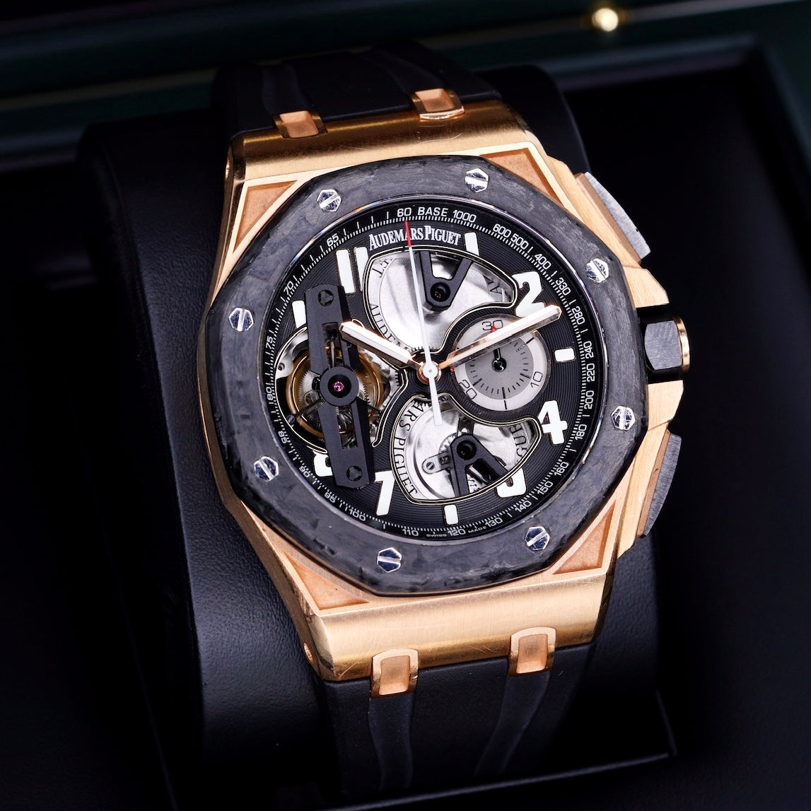 Audemars Piguet Royal Oak Offshore 26288OF.OO.D002CR.01 “TOURBILLON” Skeleton Dial Rose Gold Chronograph Carbon Case 44mm