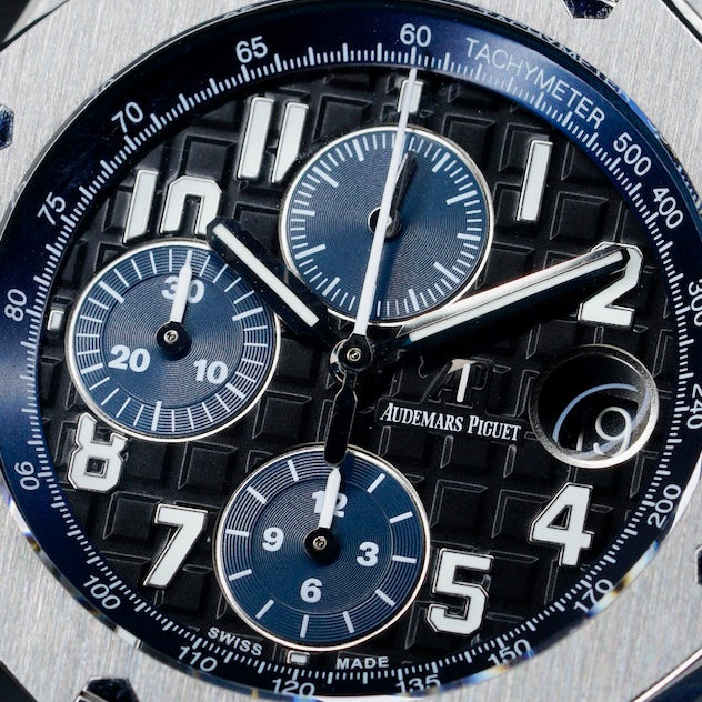 Audemars Piguet Royal Oak Offshore 26470ST.OO.A028CR.01 “BATMAN” Black Dial Blue Sub Dials Stainless Steel Chronograph 42mm