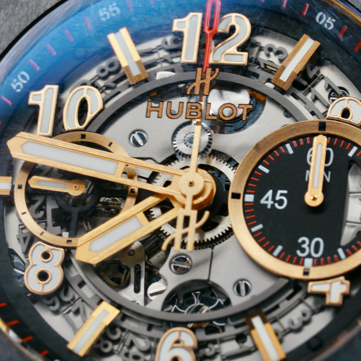 Hublot Big Bang Unico 411.OM.1180.RX “KING GOLD” Skeleton Dial Ceramic Bezel King Gold 45mm