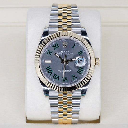 Rolex NEW 2026 Datejust 126333 “WIMBLEDON” Grey Green Roman Dial Two-Tone Yellow Gold & Steel 41mm