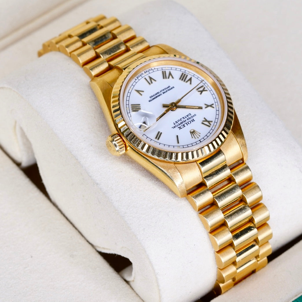 Rolex Datejust 68278 “PRESIDENT” White Roman Roulette Dial Yellow Gold President 31mm