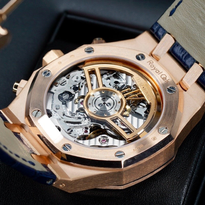 Audemars Piguet Royal Oak 26239OR.OO.D315CR.01 Blue Dial Rose Gold Blue Leather Strap Chronograph 41mm