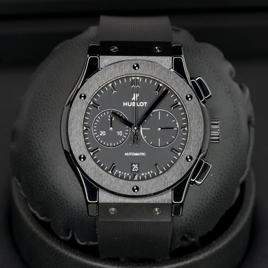 Hublot Classic Fusion 521.CM.1171.RX Black Ceramic Chronograph Black Rubber Strap 45mm