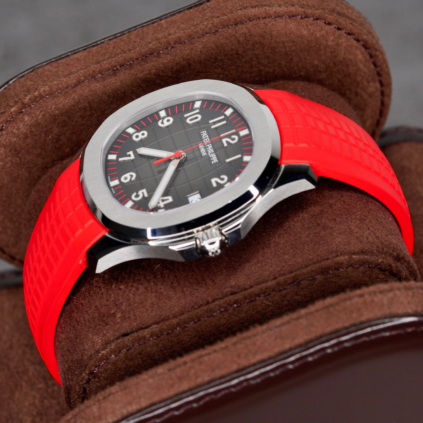 Patek Philippe Aquanaut 5167A-012 “SINGAPORE” Black Dial Red Accents Red Tropical Strap Limited Edition