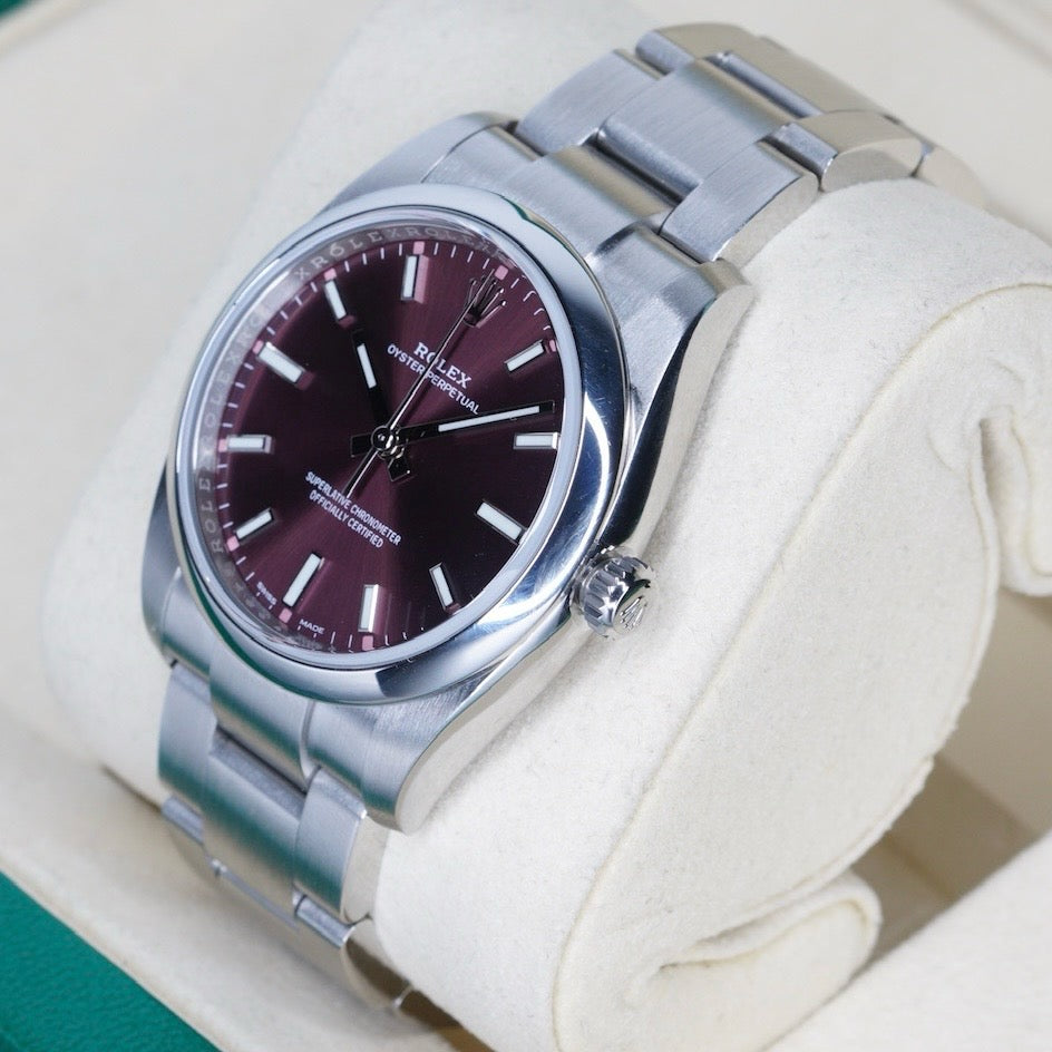 Rolex Oyster Perpetual 114200 “GRAPE” Purple Dial Stainless Steel 34mm 2019