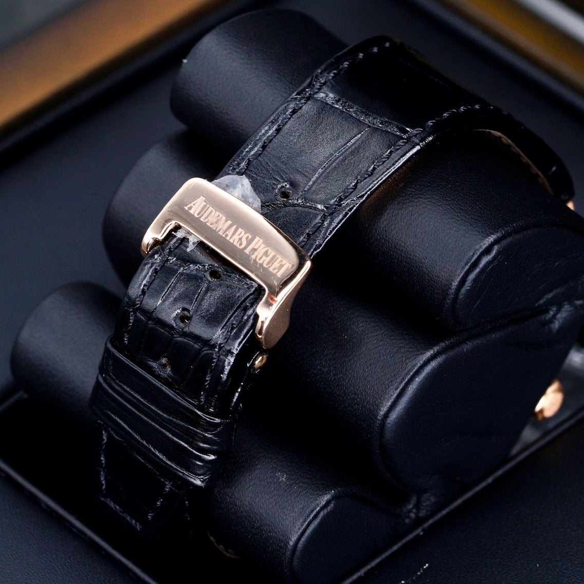 Audemars Piguet Royal Oak 15300OR.OO.D002CR.01 “BLACK OAK” Black Dial Rose Gold Leather Strap 39mm