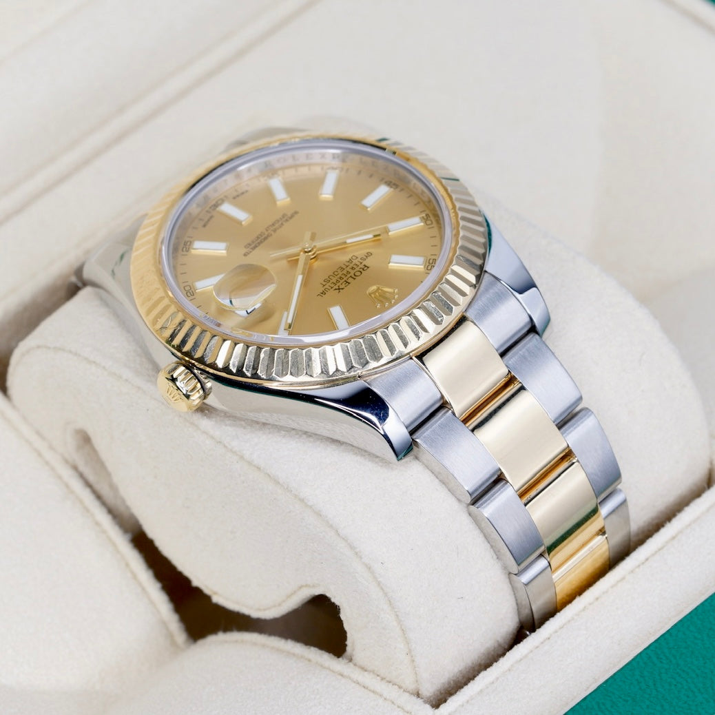 Rolex Datejust II 116333 Champagne Stick Dial Two-Tone Steel & Gold Oyster 41mm