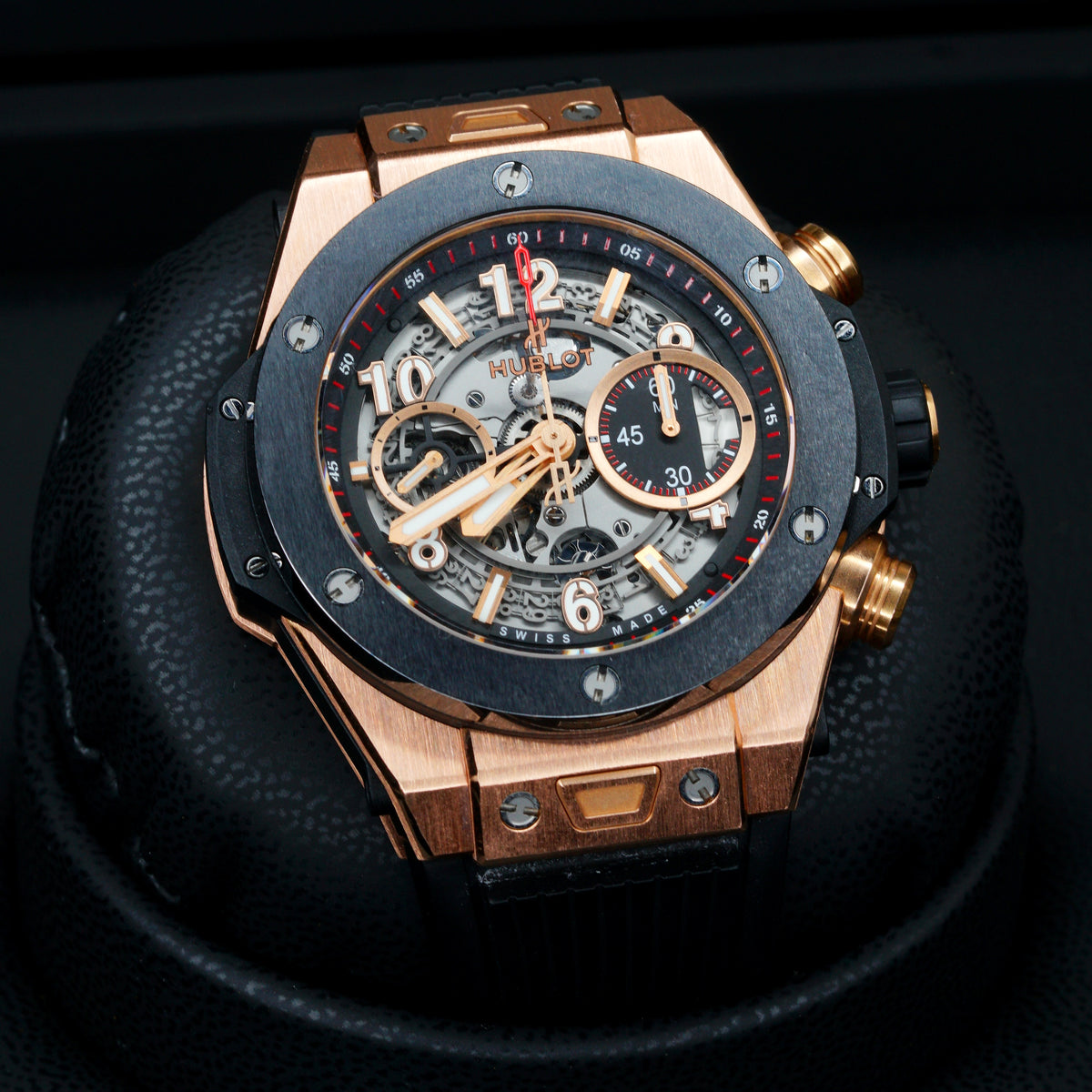 Hublot Big Bang Unico 411.OM.1180.RX “KING GOLD” Skeleton Dial Ceramic Bezel King Gold 45mm