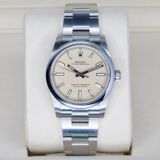 Rolex NEW 2025 Oyster Perpetual 124200 “BEIGE” Yellow Dial Stainless Steel 34mm