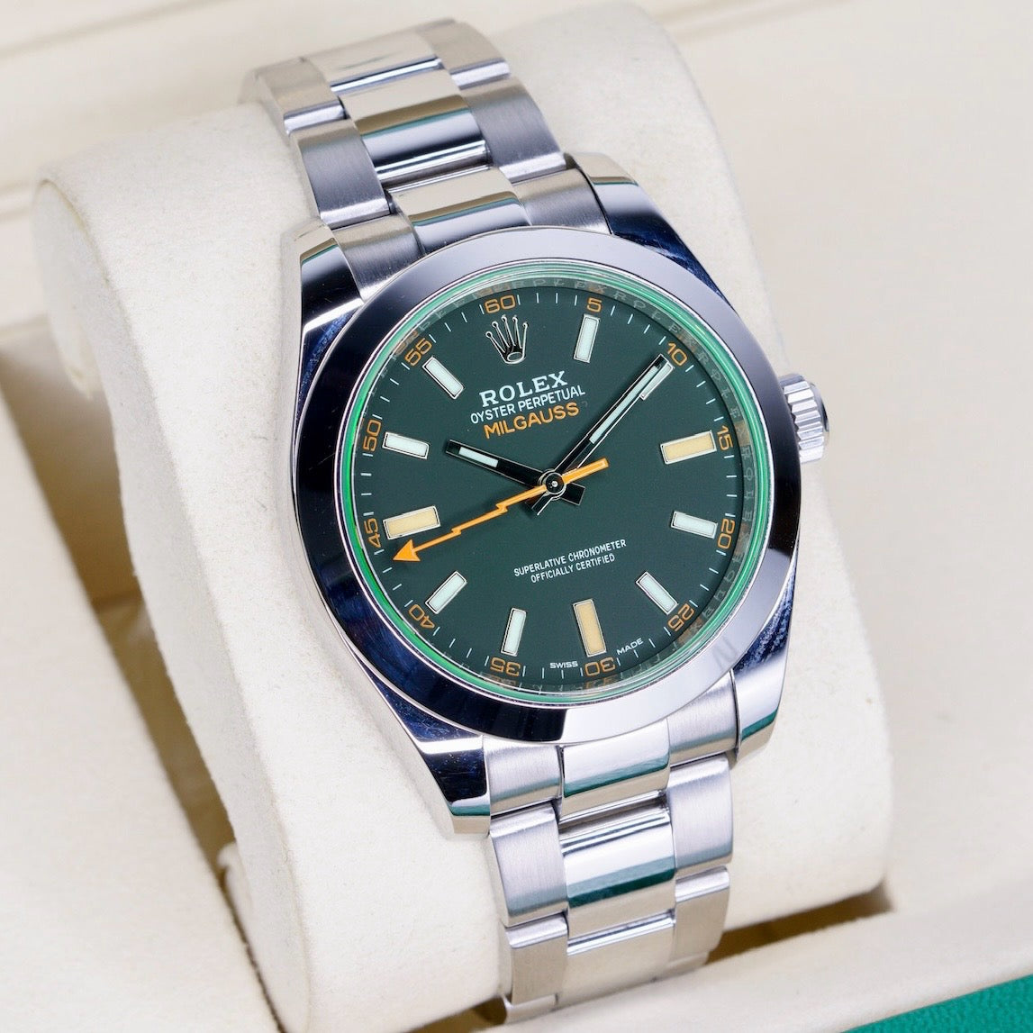 Rolex Milgauss 116400GV “GREEN CRYSTAL” Black Dial Green Crystal Stainless Steel 40mm 2021