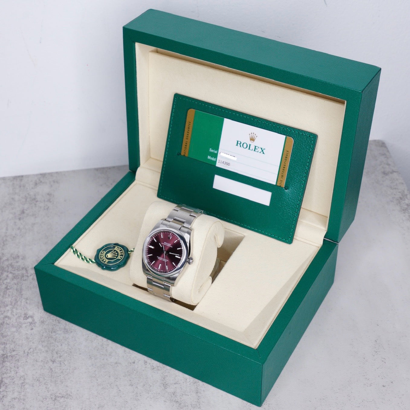 Rolex Oyster Perpetual 114200 “GRAPE” Purple Dial Stainless Steel 34mm 2019