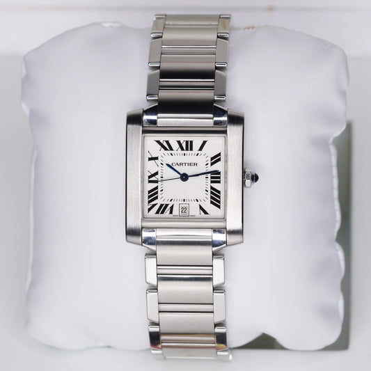 Cartier Tank Francaise W51002Q3 White Dial Stainless Steel 28X32mm