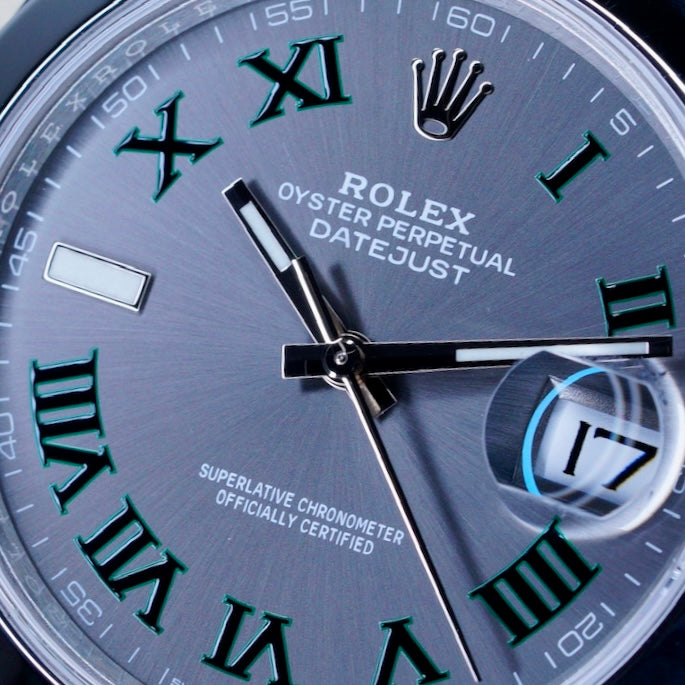 Rolex Datejust 126300 “WIMBLEDON” Grey Green Roman Dial Stainless Steel Smooth Bezel Oyster 41mm 2024