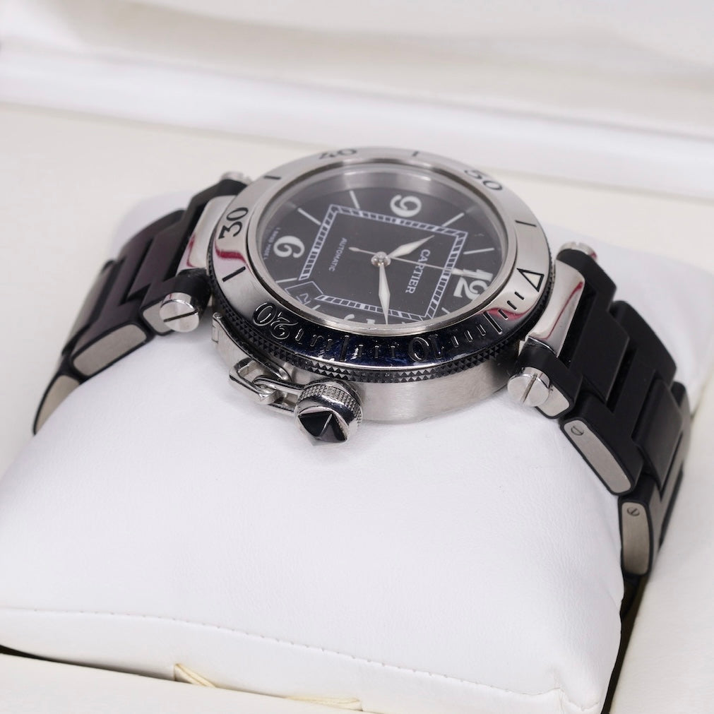 Cartier Pasha Seatimer 2790 Black Dial Stainless Steel & Rubber 40mm
