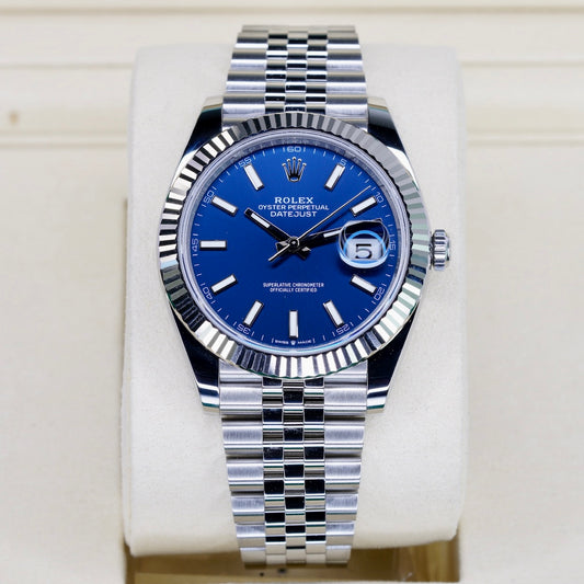 Rolex NEW 2025 Datejust 126334 Blue Stick Dial White Gold Bezel Stainless Steel Jubilee 41mm