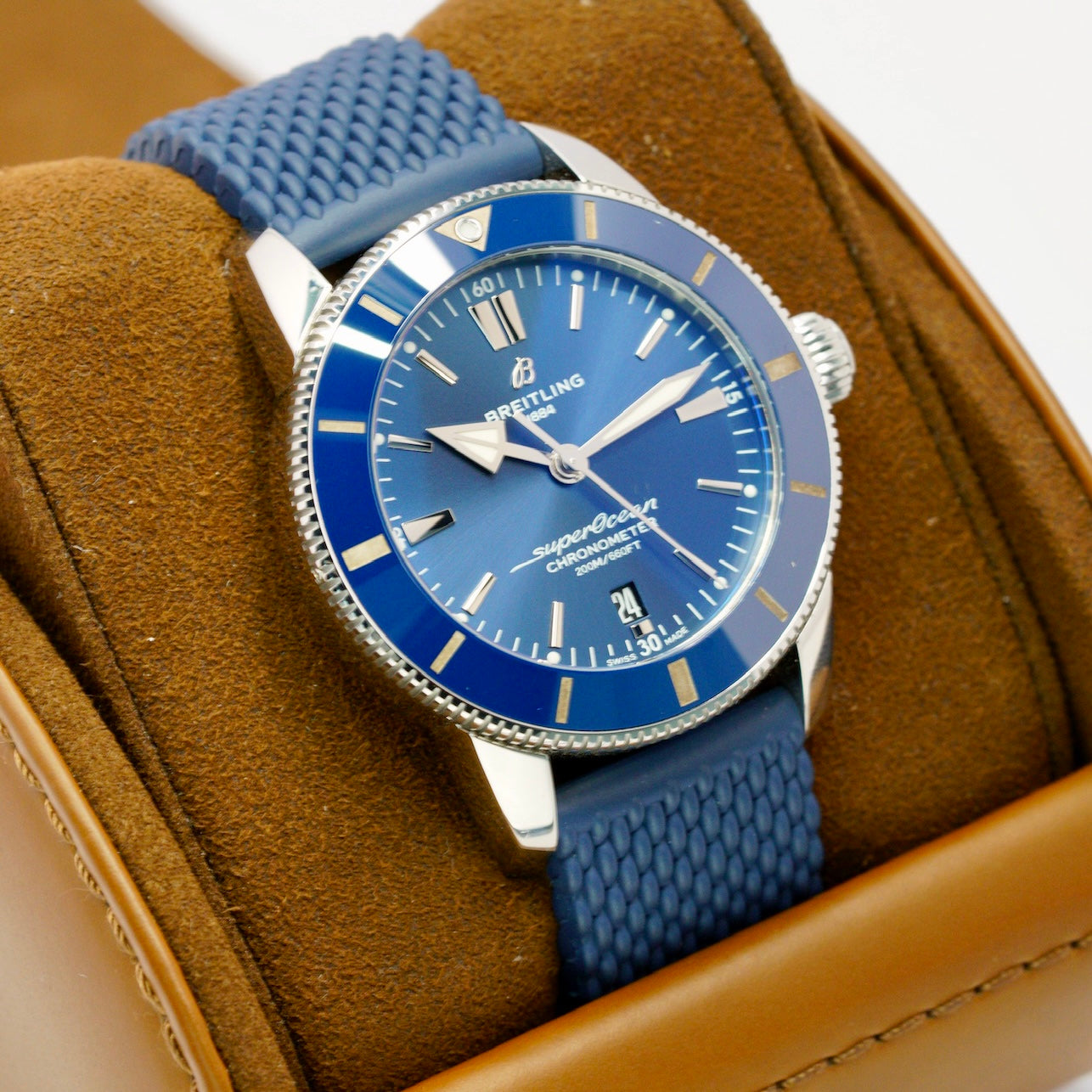 Breitling Superocean Héritage II AB2020161C1S1 Blue Dial Blue Bezel Stainless Steel Rubber Strap