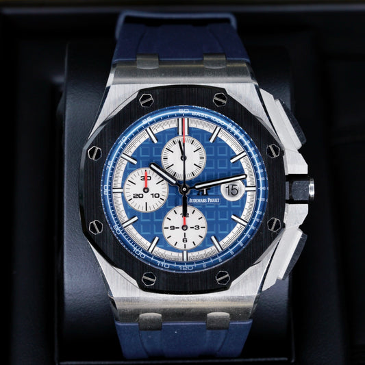 Audemars Piguet Royal Oak Offshore 26401PO.00.A018CR.01 Blue Dial Platinum Chronograph 44mm