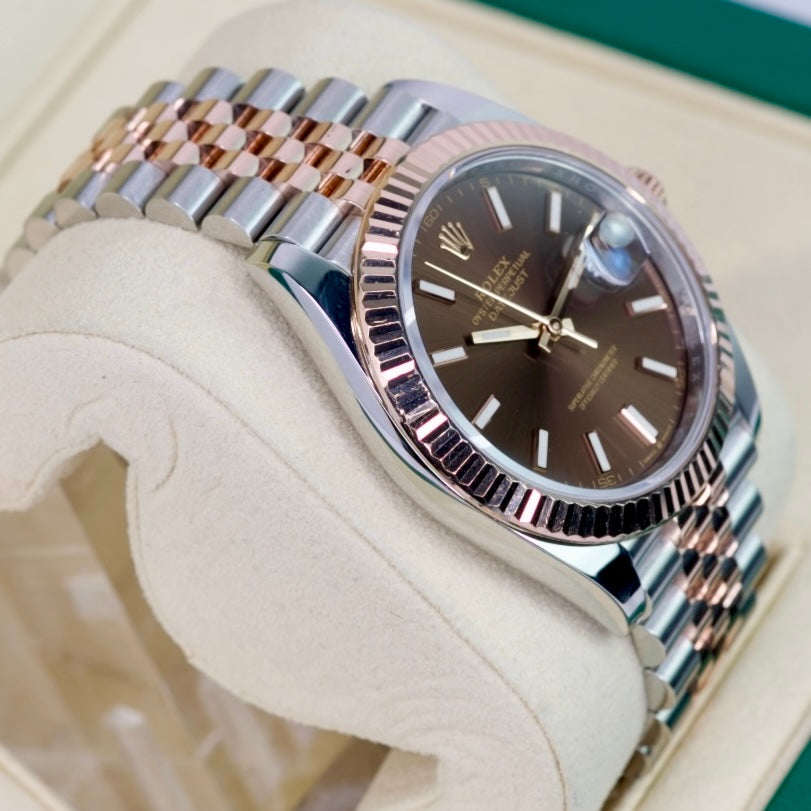 Rolex Datejust 126331 “CHOCOLATE” Brown Stick Dial Rose Gold & Steel Jubilee 41mm