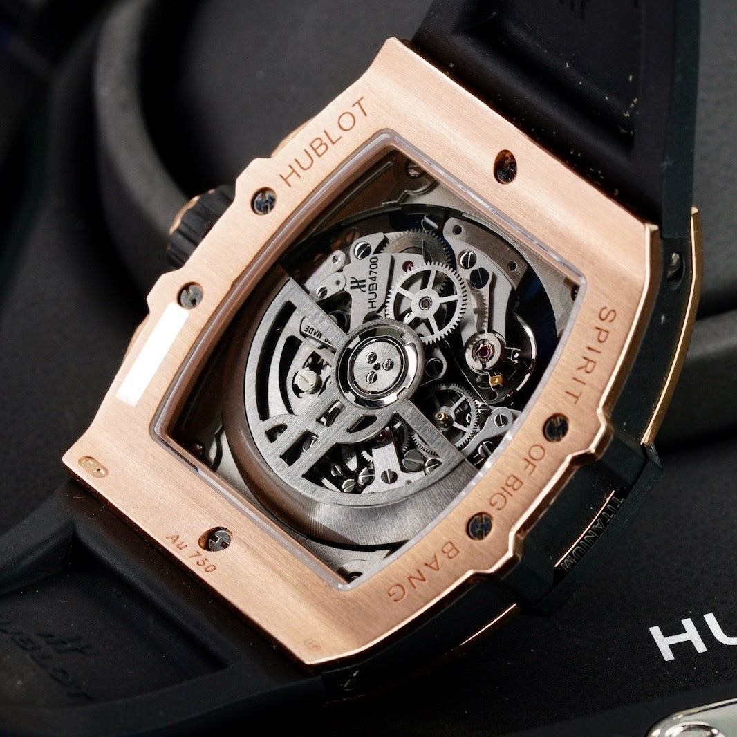 Hublot Spirit Of Big Bang 642.OL.7180.RX Skeleton Dial King Gold Blue Rubber Strap 42mm