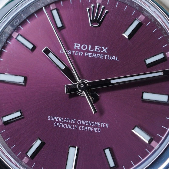 Rolex Oyster Perpetual 114200 “GRAPE” Purple Dial Stainless Steel 34mm 2019