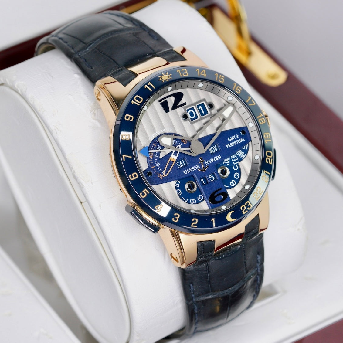 Ulysse Nardin El Toro Perpetual 326-00-3 Grey Dial Rose Gold Blue Accents 43mm