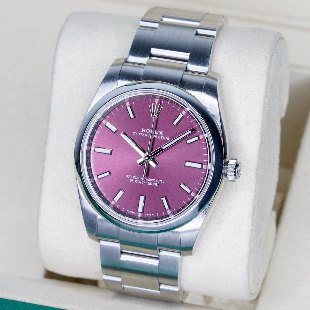 Rolex Oyster Perpetual 114200 “GRAPE” Purple Dial Stainless Steel 34mm 2019