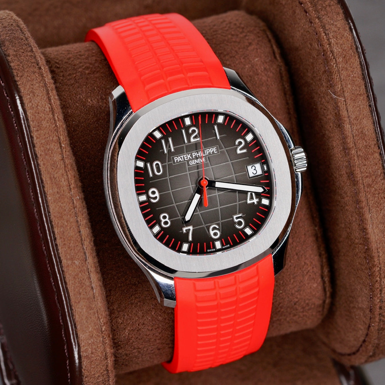 Patek Philippe Aquanaut 5167A-012 “SINGAPORE” Black Dial Red Accents Red Tropical Strap Limited Edition