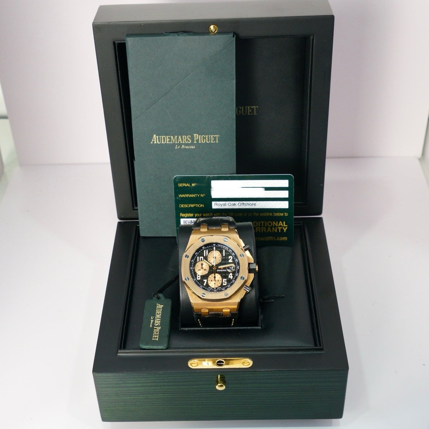 Audemars Piguet Royal Oak Offshore Chronograph 26470OR.OO.A002CR.02 “HALF BRICK” Black Dial Rose Gold Leather Strap 42mm