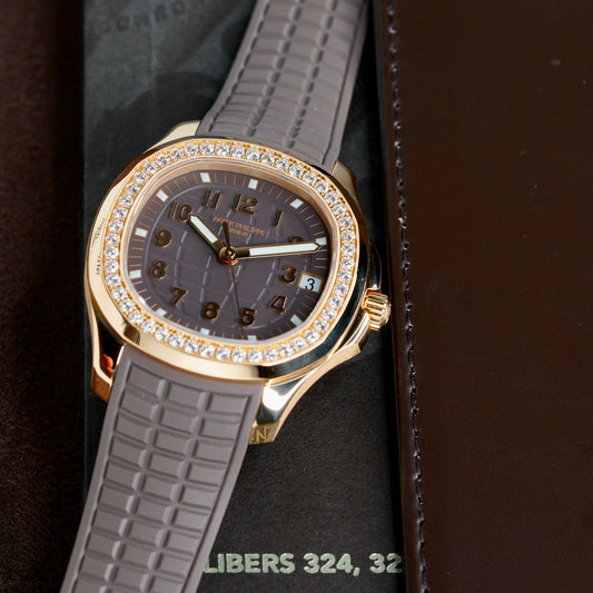 Patek Philippe NEW 2026 Aquanaut 5268/200R-010 “LADY AQUA” Brown Dial Diamond Bezel Rose Gold 38.8mm