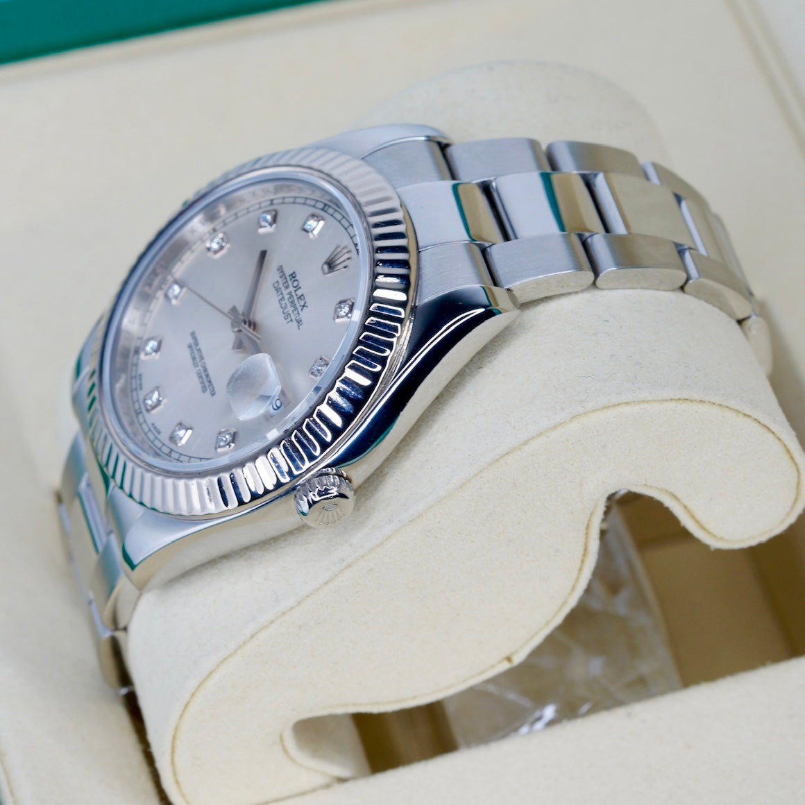 Rolex Datejust II 116334 Silver Diamond Dial Stainless Steel 41mm