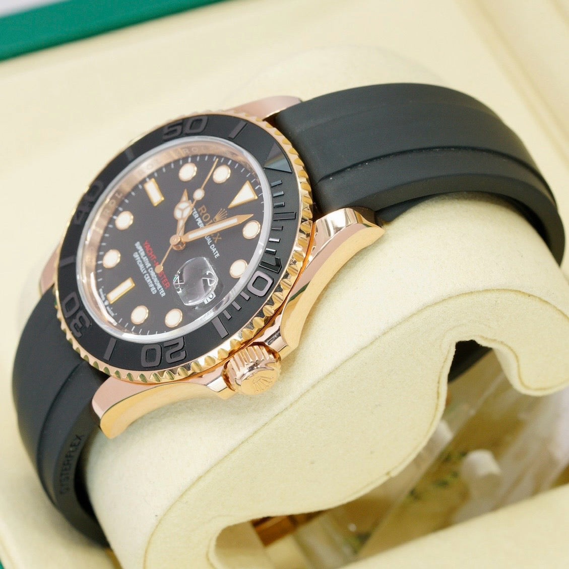 Rolex Yacht-Master 126655 Rose Gold Black Dial Oysterflex 40mm